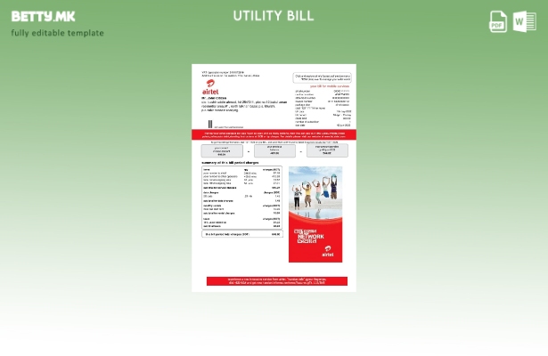 Модерен стил Индија Airtel телекомуникациски услуги за комунални сметки шаблон з